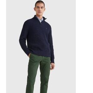 Tommy Hilfiger 1/4 Zip Ribbed 100% Cotton Jumper Sweater